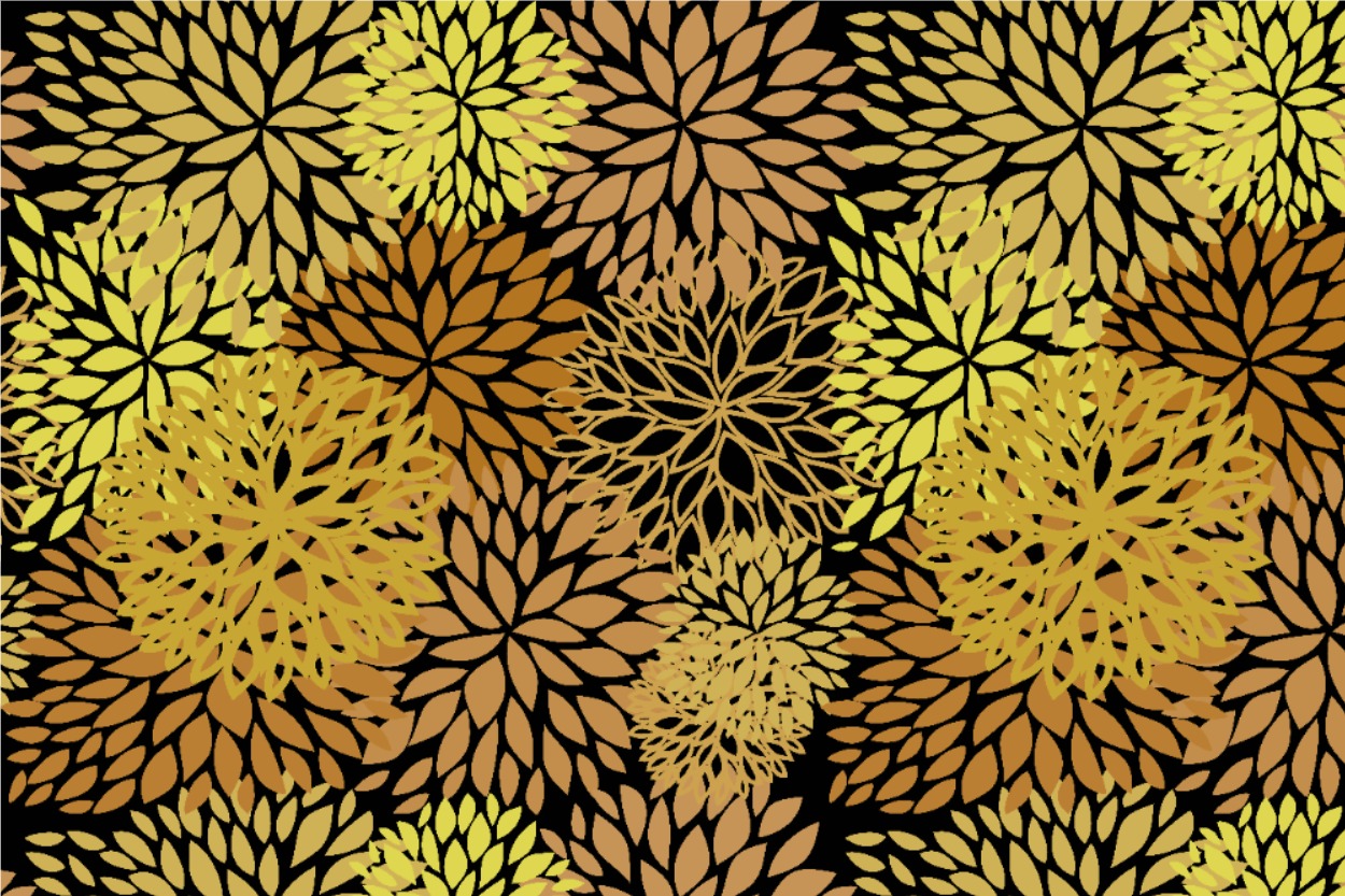 Dekostoff - Rosetten Schwarz/Gold