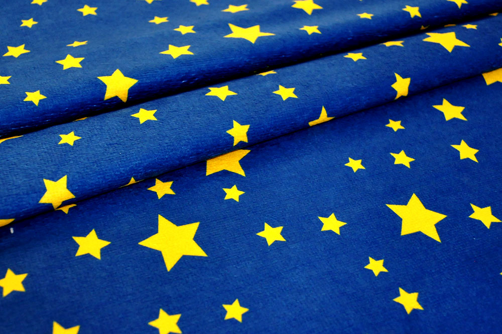 Frottee-Fleece - Sterne - Night Colours Dunkelblau/Gelb