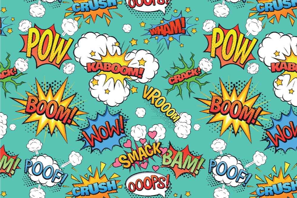 Blackout perm. schwer entflammbar - Comic Kaboom Türkis