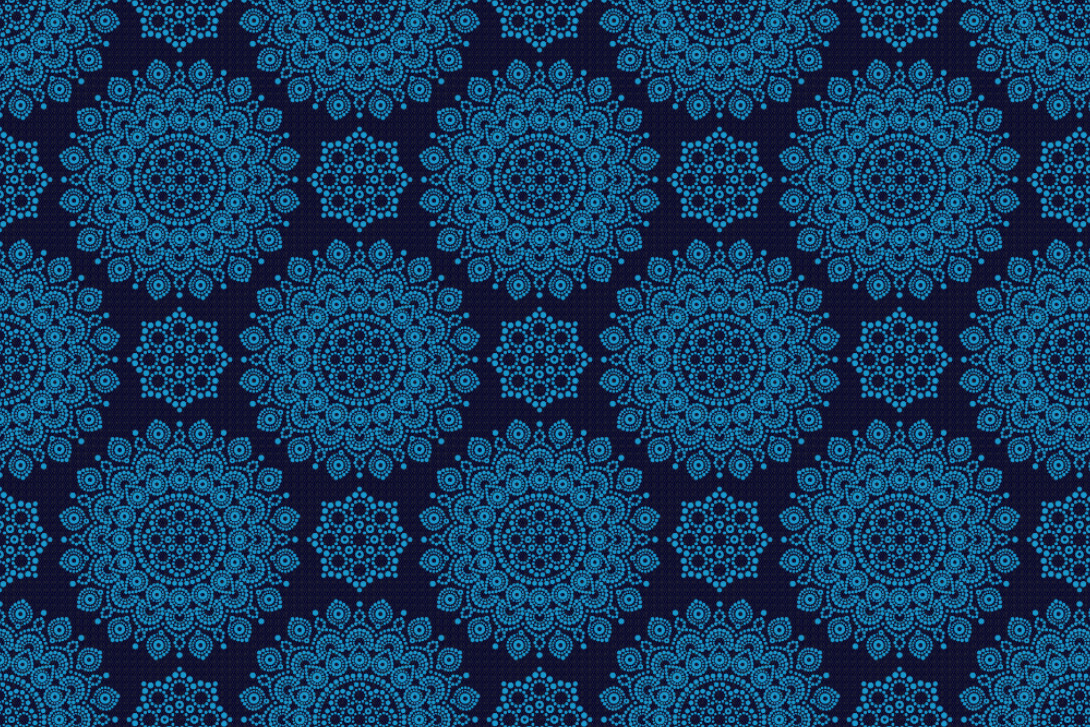 Blackout perm. schwer entflammbar - Orientalis Dunkelblau/Blau