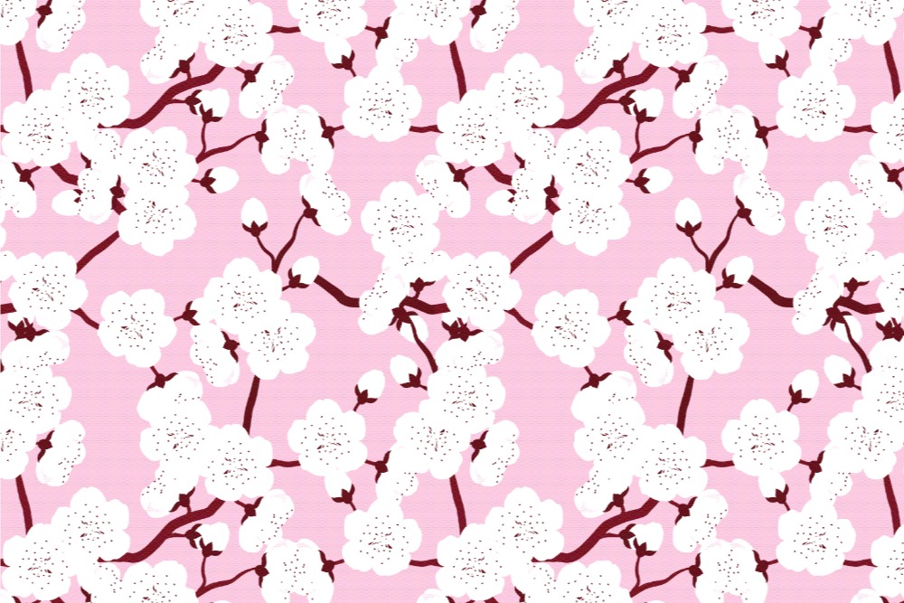 Pannesamt - China Kirschblüte Rosa/Weiß