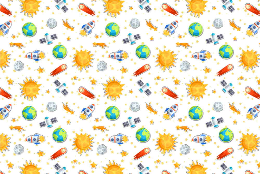 Reise ins Weltall - Frottee-Fleece Weiß