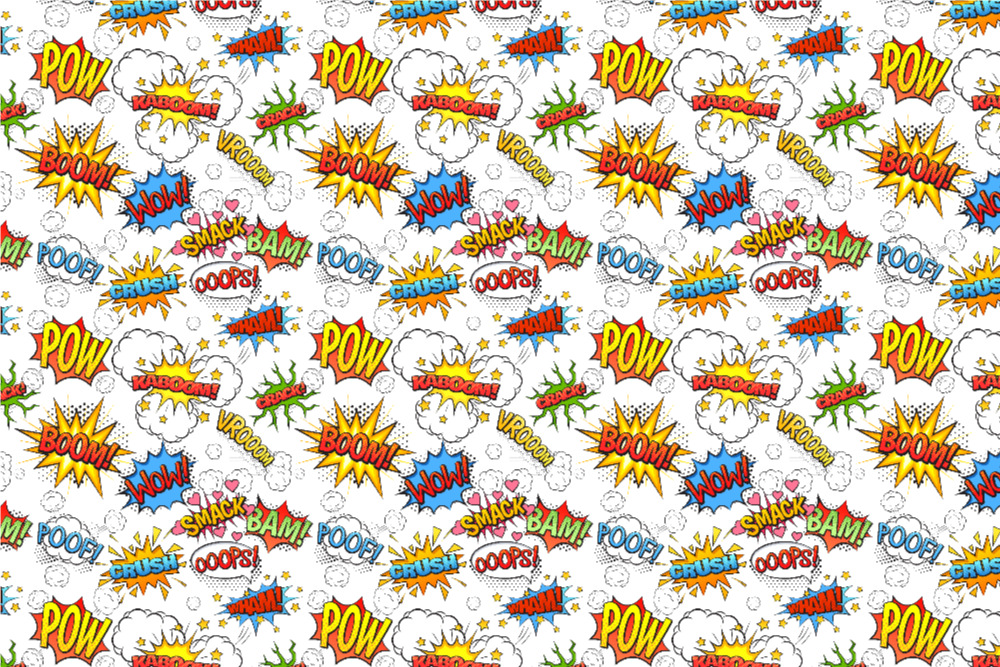 Dekostoff- Comic Kaboom Weiß