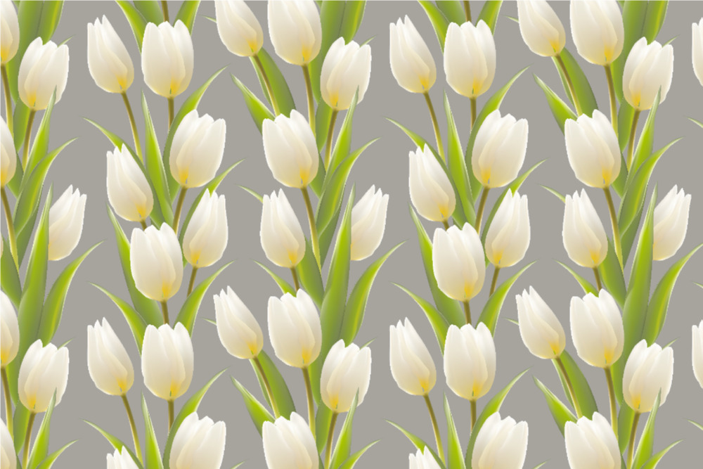 Dekostoff - Tulpen Hellgrau