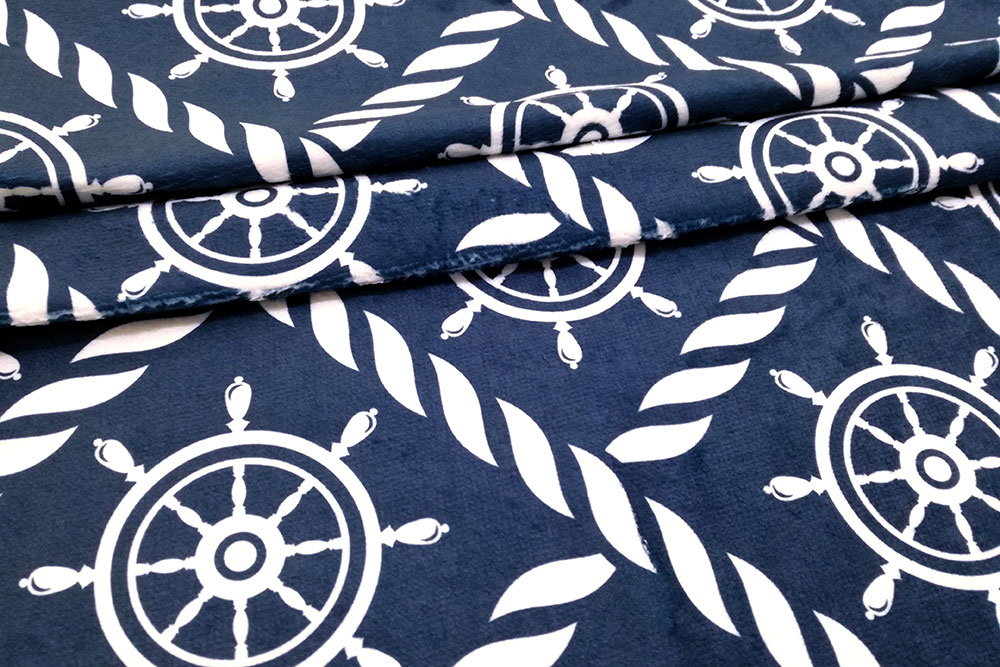 Frottee-Fleece - Marine-Welt Steuerrad/Seil 