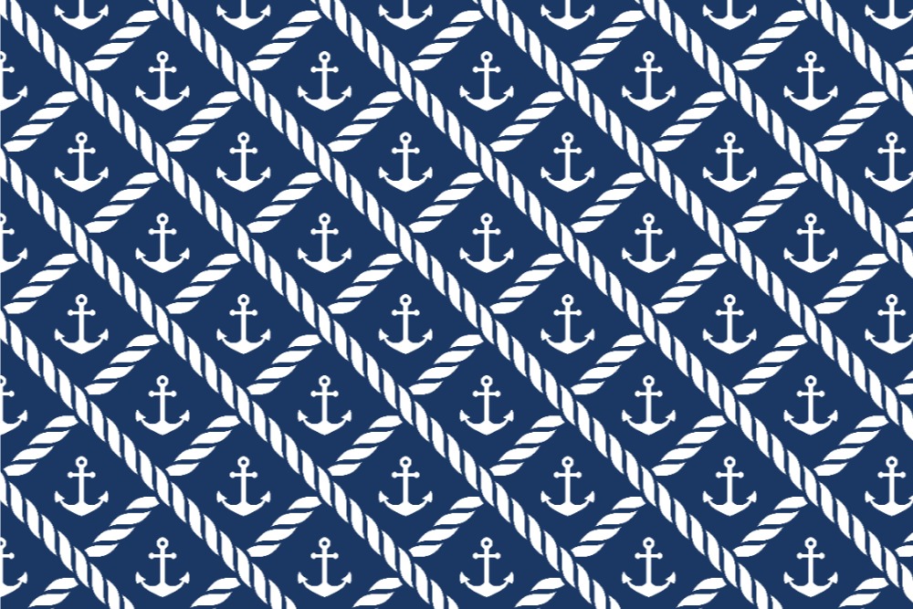 Frottee-Fleece - Marine-Welt Anker/Seile 