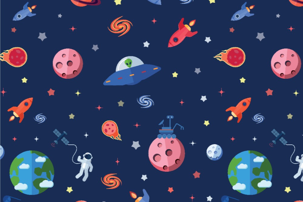 Dekostoff - Flug durchs Weltall 