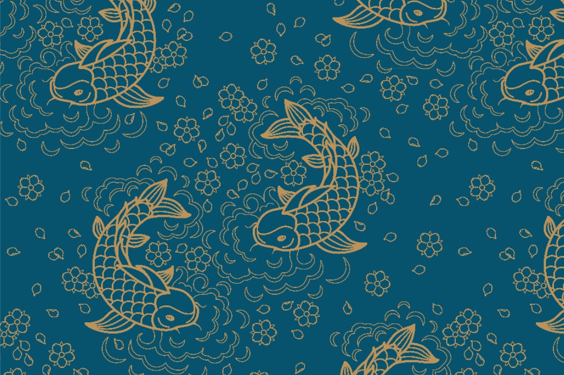 Samtstoff - China Fische Petrol