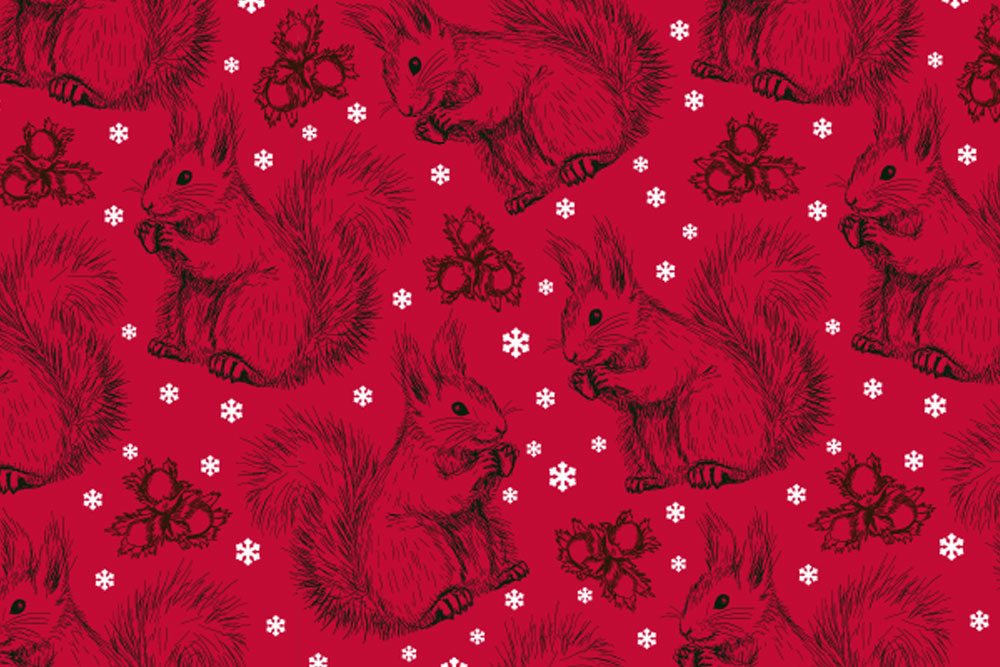 Wärme-Fleece - Eichhörnchen im Winter Weihnachtsrot