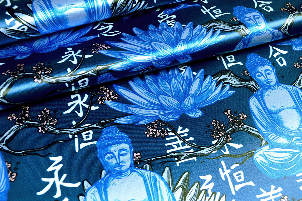 Satin - Chinese World Dunkelblau/Weiß