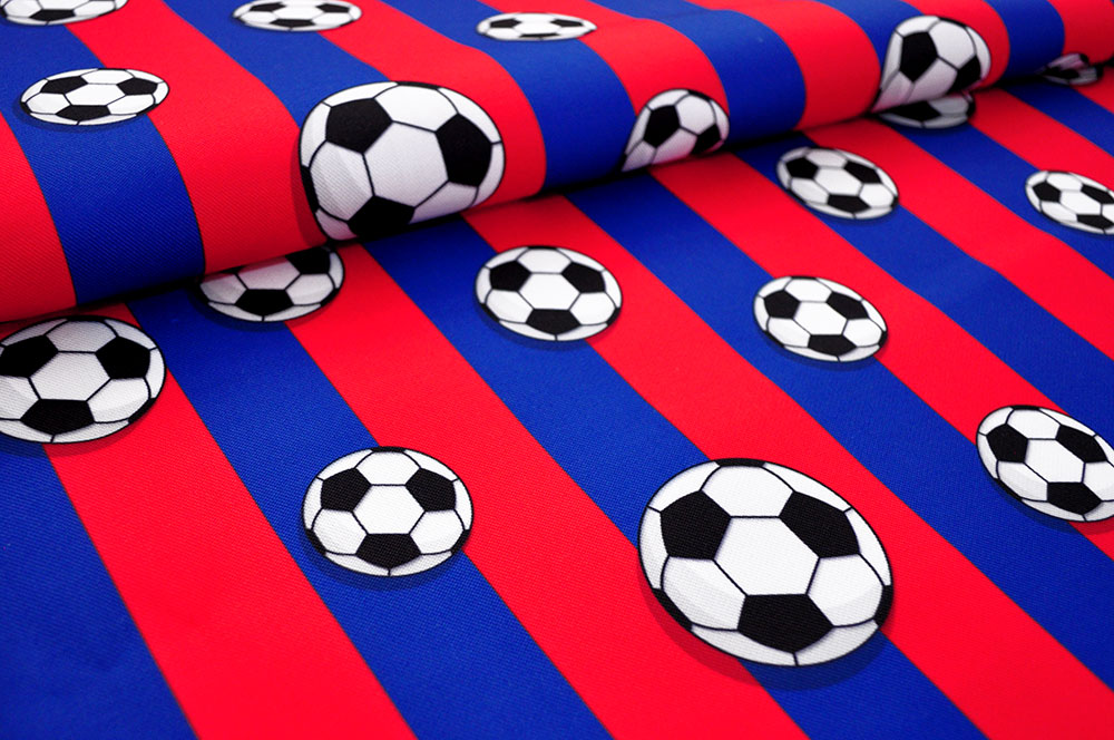 Dekostoff - Fußball - Rot/Blau 