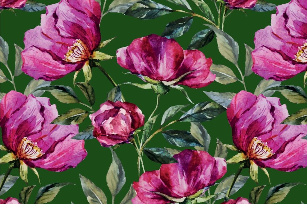 Wärmevorhang-Stoff - Zimtrose Waldgrün 