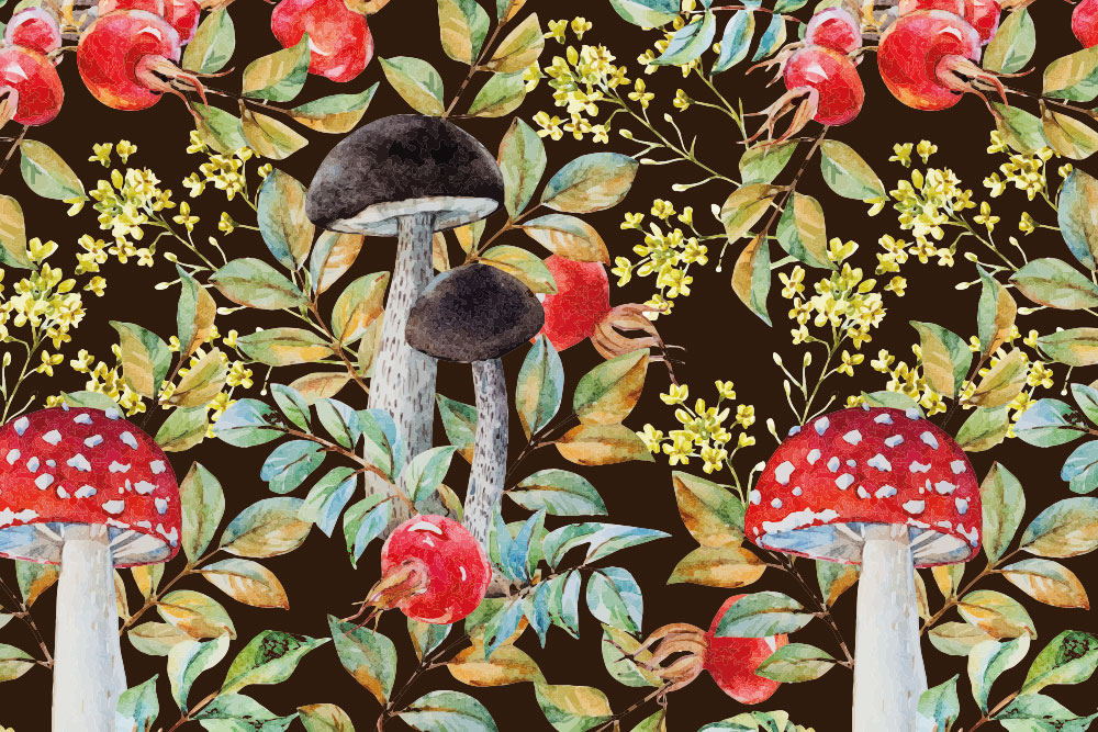 Dekostoff - Herbst-Wald Dunkelbraun