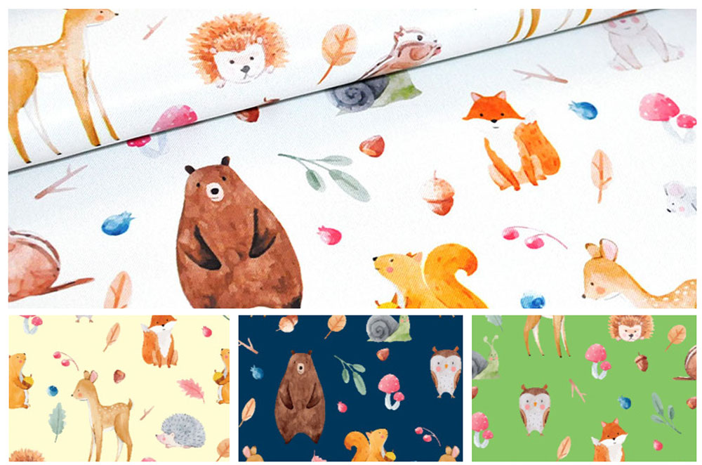 Blackout-Stoff - Aquarell-Tiere 