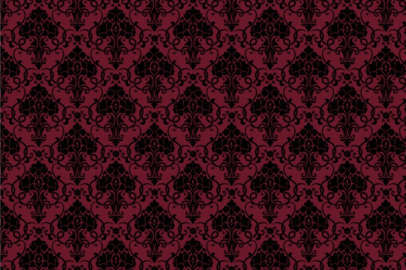 Blackout-Stoff - Barock - Elegance-Ornament - Dunkelrot/Schwarz - 2,0 Meter 