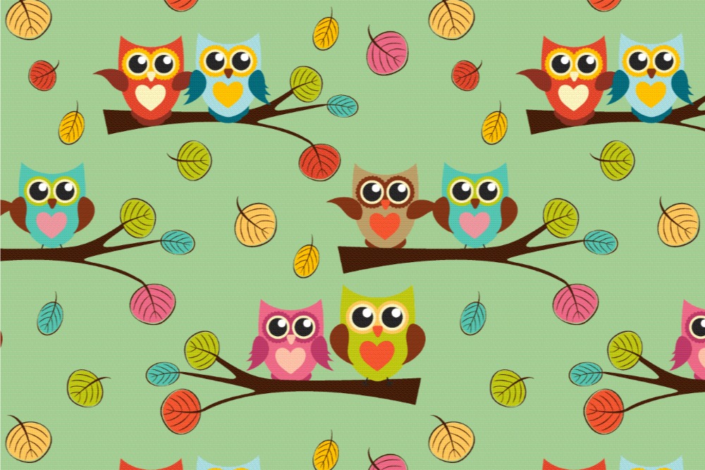 Blackout, perm. schwer entflammbar - Kuschel-Eulen Hellgrün