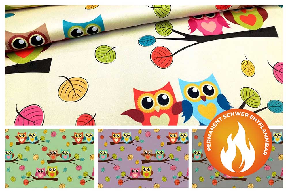 Blackout perm. schwer entflammbar - Kuschel-Eulen 