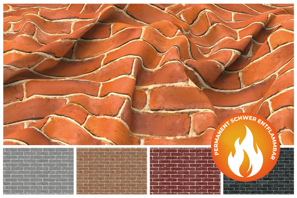 Blackout perm. schwer entflammbar - Backsteinmauer 