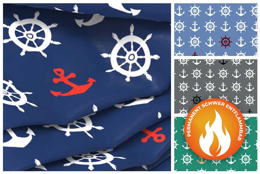 Blackout perm. scher entflammbar - Marine-Welt Steuerrad/Anker 