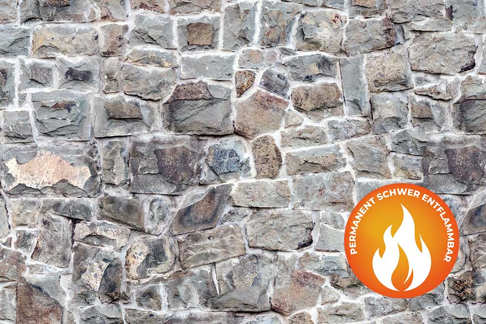 Blackout perm. schwer entflammbar - Steinmauer 