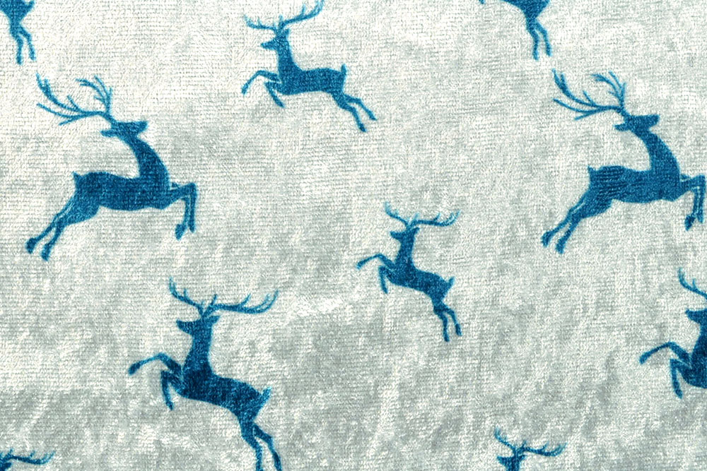 Pannesamt - Rentiere Silber/Petrol