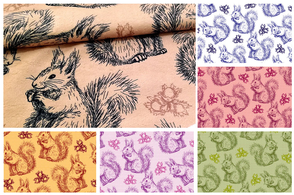 Frottee-Fleece - Eichhörnchen 