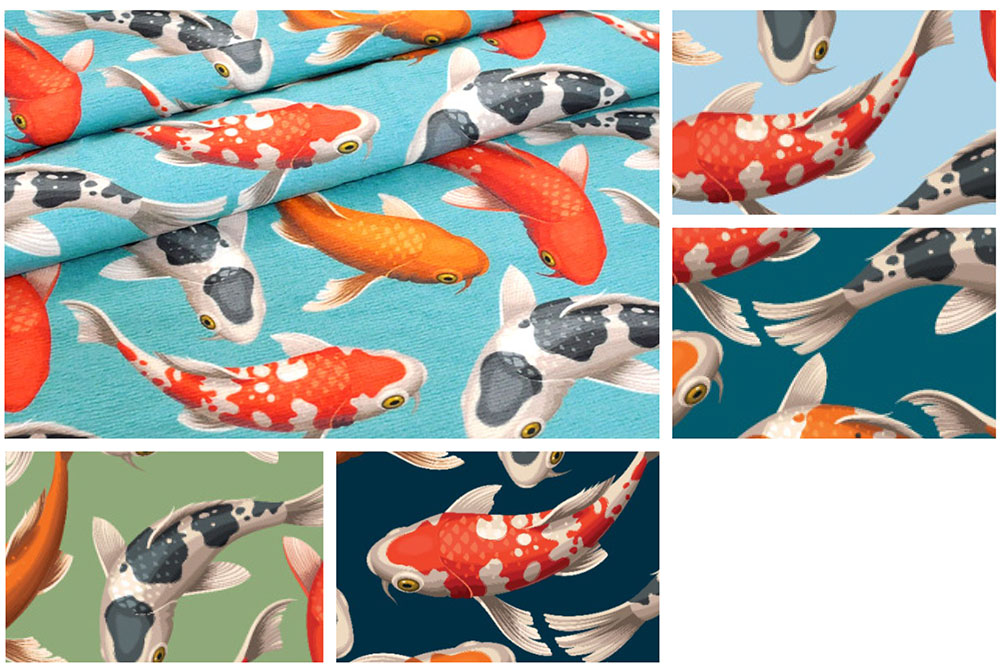 Frottee-Fleece - Koi-Karpfen 