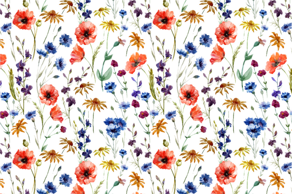 Outdoorstoff - Wildblumen Weiß