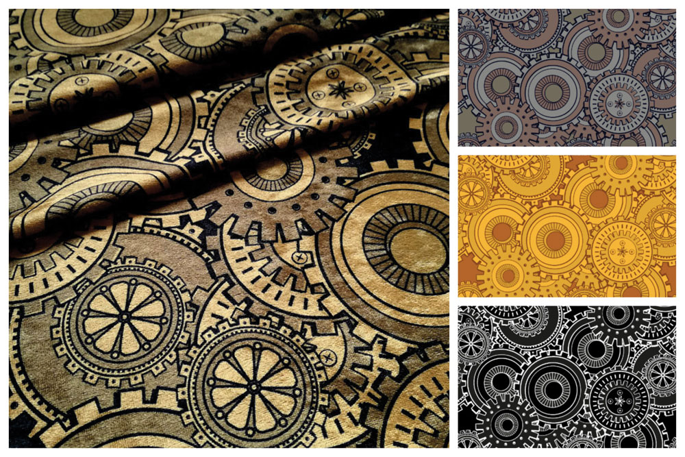 Steampunk-Pannesamt - Zahnrad 