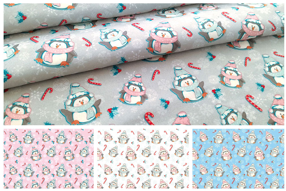 Polarfleece-Stoff - Frierende Pinguine 