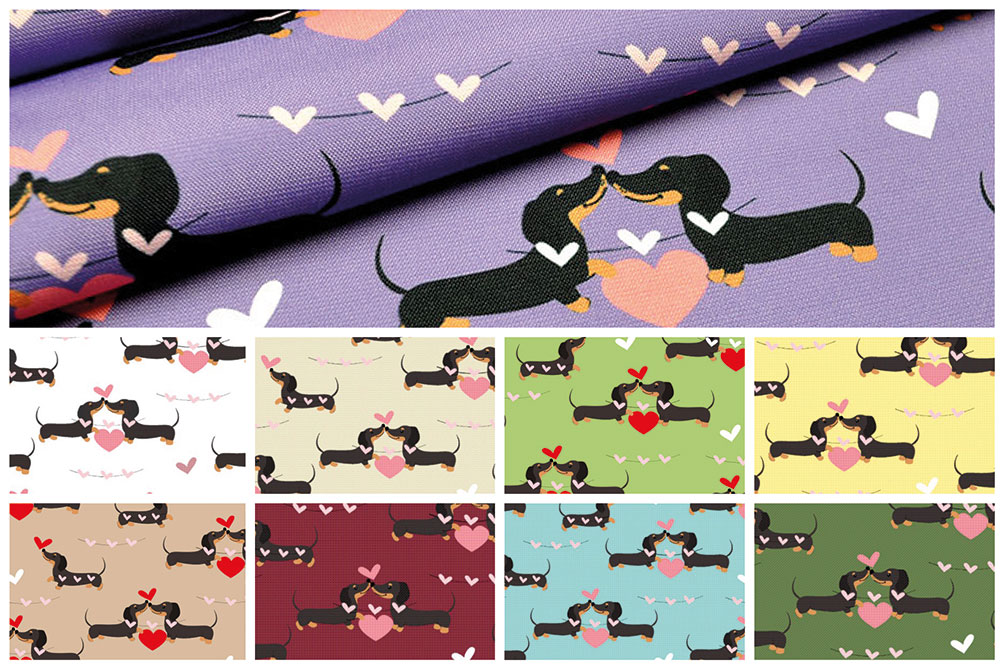 Dekostoff - Dachshund in Love 