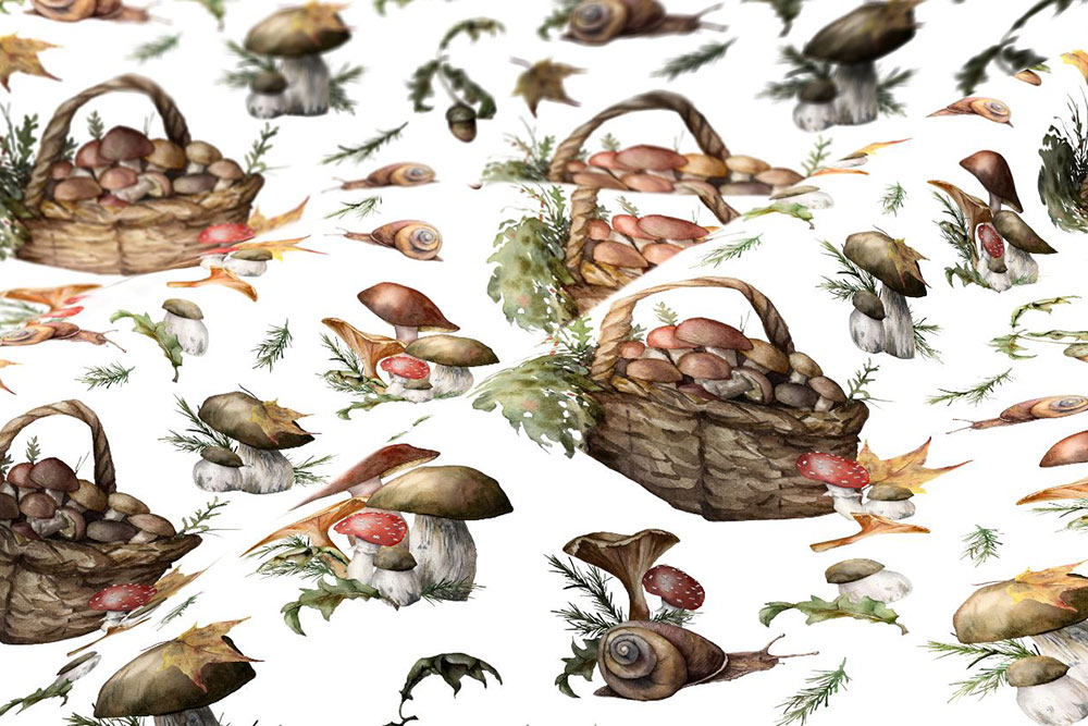 Dekostoff - Pilzkorb 