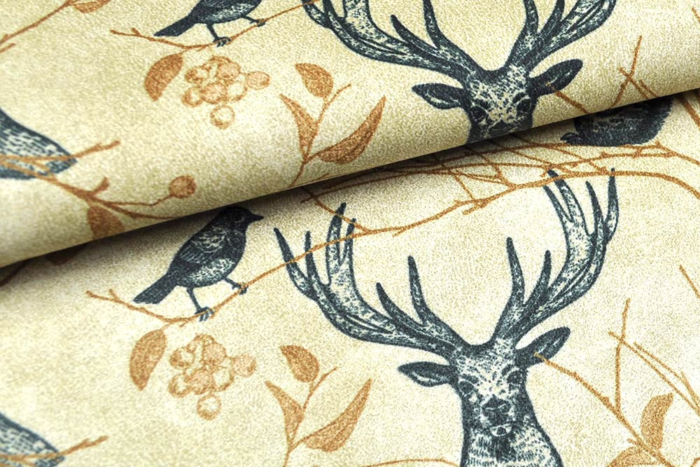 Nubuk Wärmevorhang - Waldtiere Creme