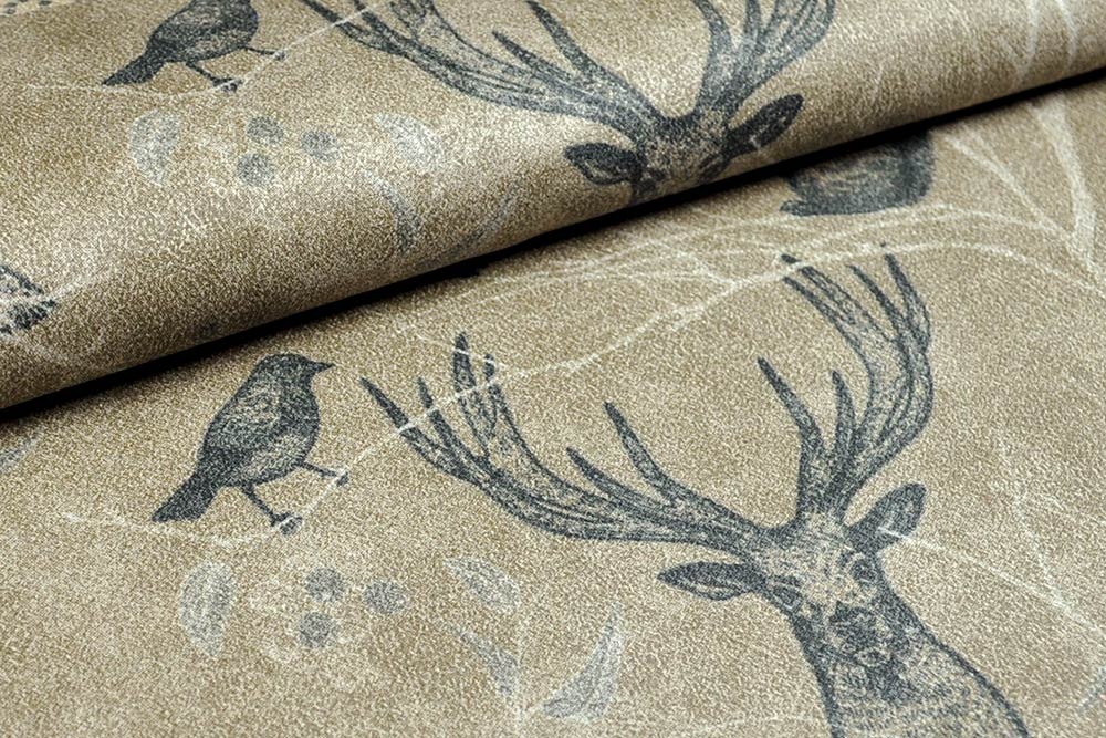 Nubuk Wärmevorhang - Waldtiere Braun