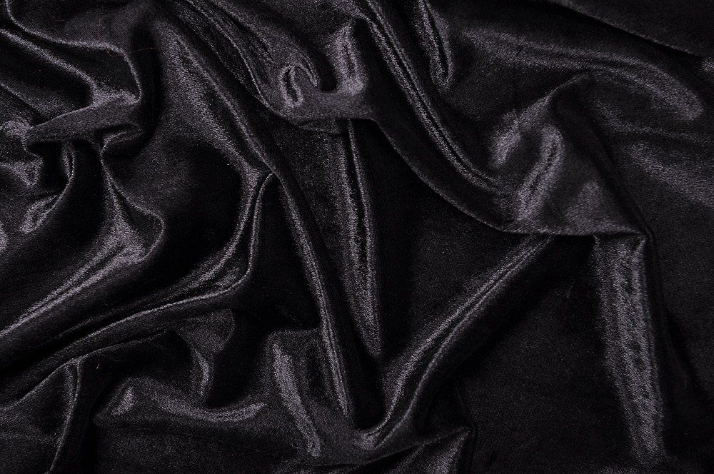 Stretch-Samt- Uni Schwarz