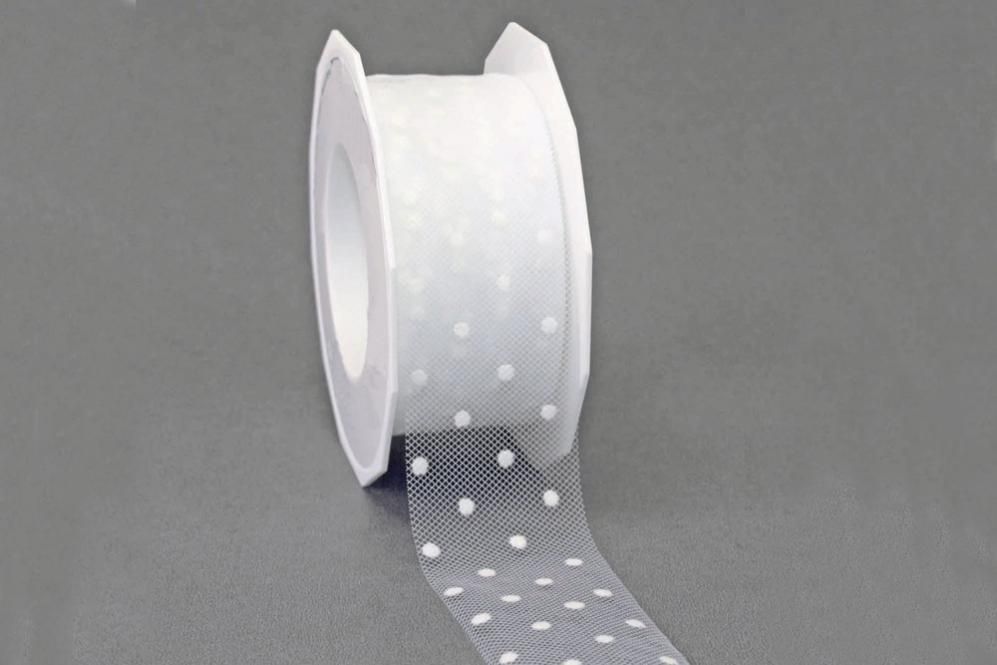 Tüllband Pünktchen - 40 mm - 25 m-Rolle 