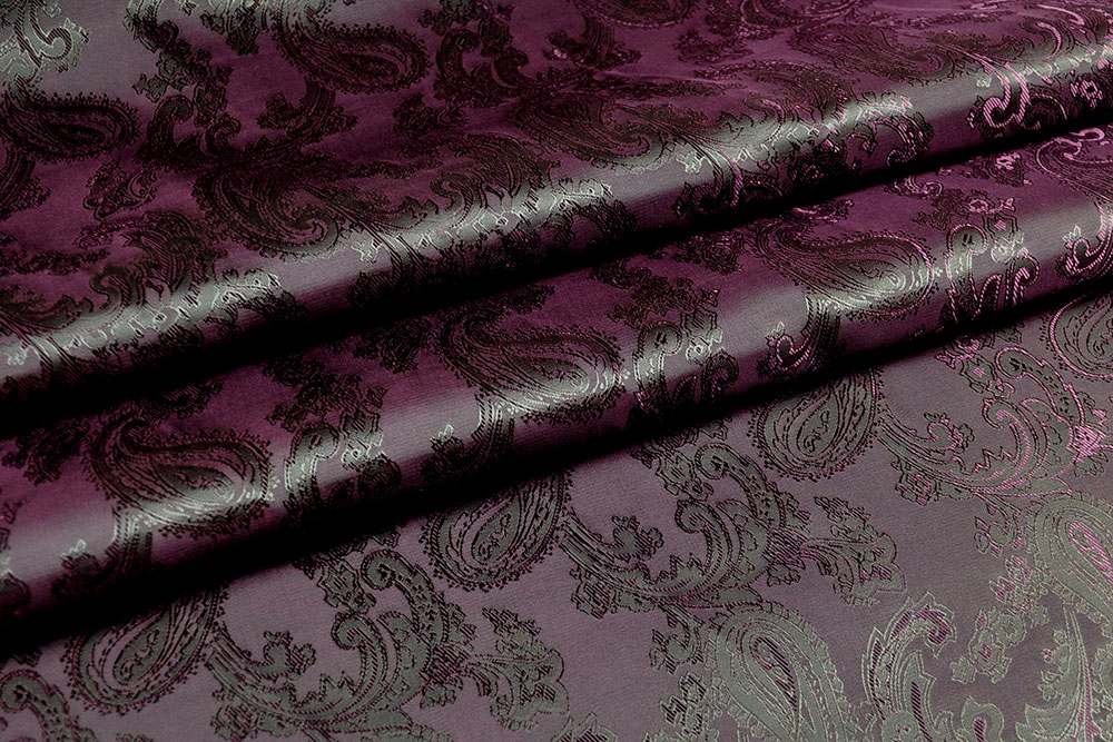 Jacquard-Taft - Paisley Brombeer/Schwarz