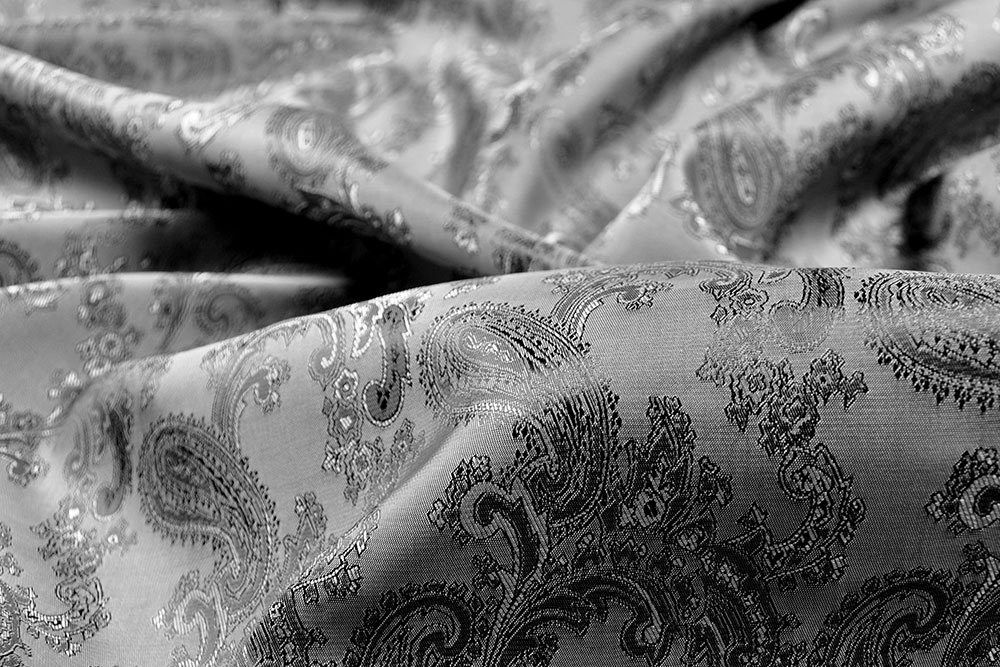 Jacquard-Taft - Paisley Anthrazit/Silber