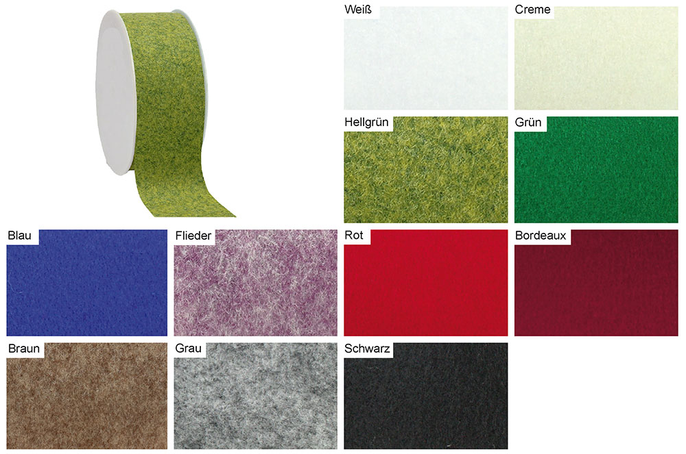 Filzband 1 mm - 7,2 cm - 10-Meter-Rolle 