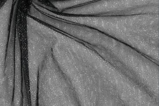 Glitzertüll - Silber Schwarz