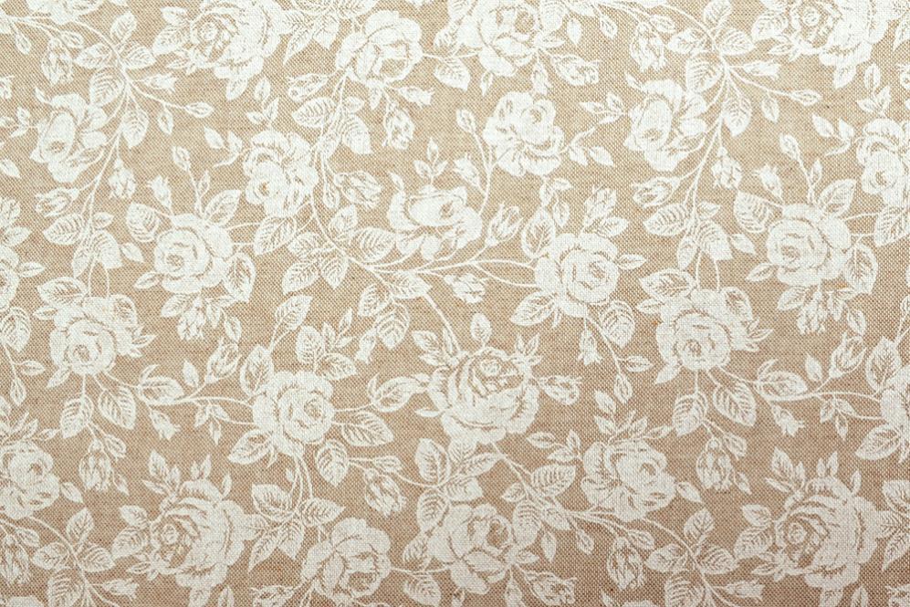 Outdoorstoff Halbleinen - Fleckschutz - Rosen 