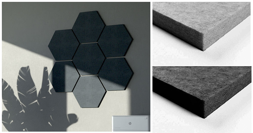 Akustikpaneel Wand - Blue Fiber - Hexagon 40 - inkl. Befestigung 