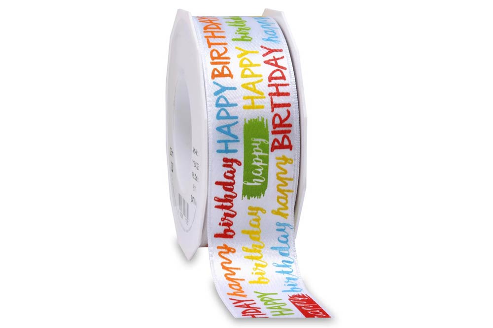 Birthday-Band mit Webkante 40 mm - 20 m Rolle 
