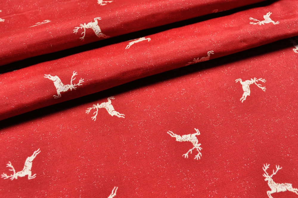 Dekostoff Zweiseitiger Jacquard - Kleine Hirsche - Creme 