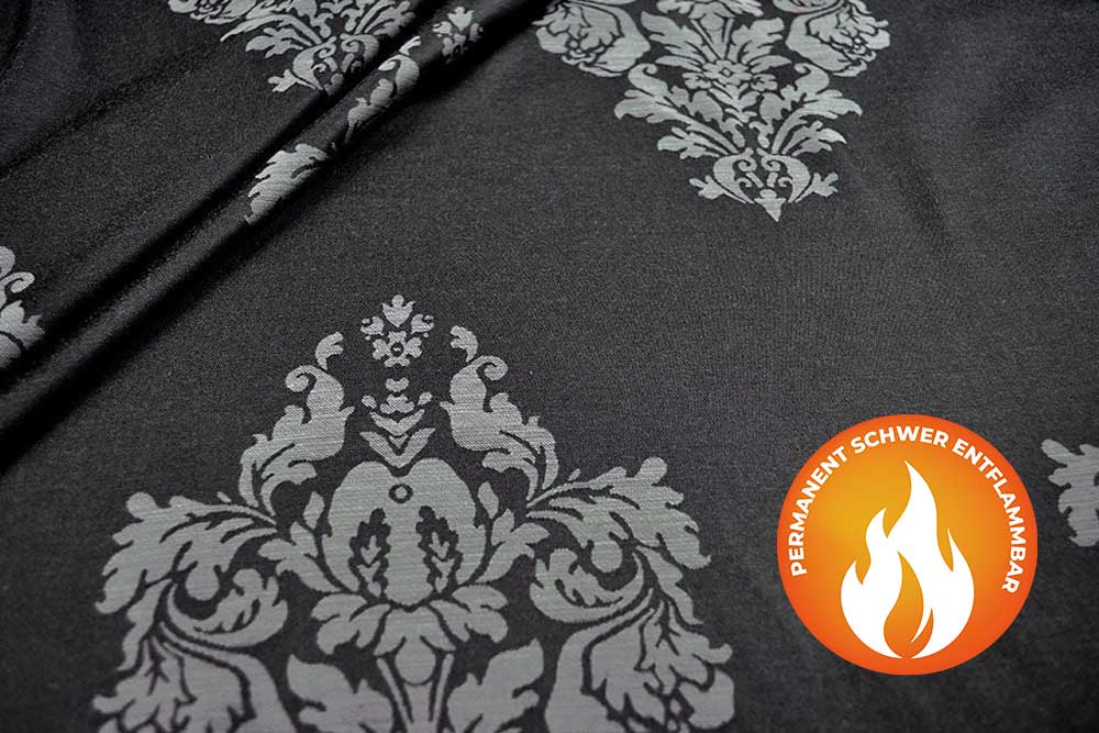 Dekostoff Barock - Trevira CS - Schwarz/Grau 