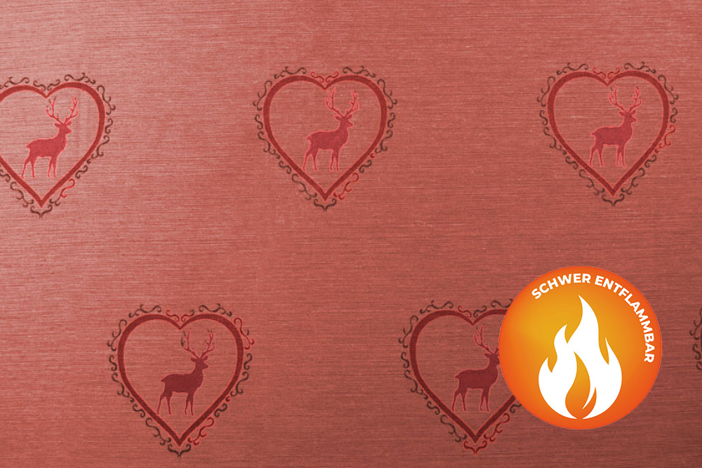 Dekostoff Herziger Hirsch - Trevira CS - Terra/Rot 