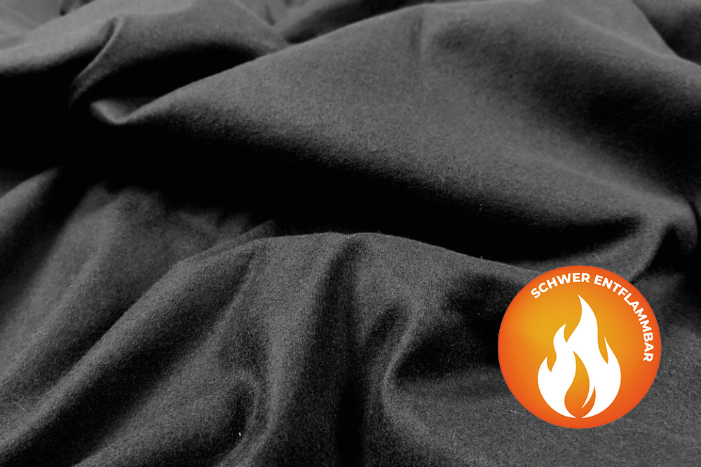 Thermo-Molton - schwer entflammbar - Schwarz 