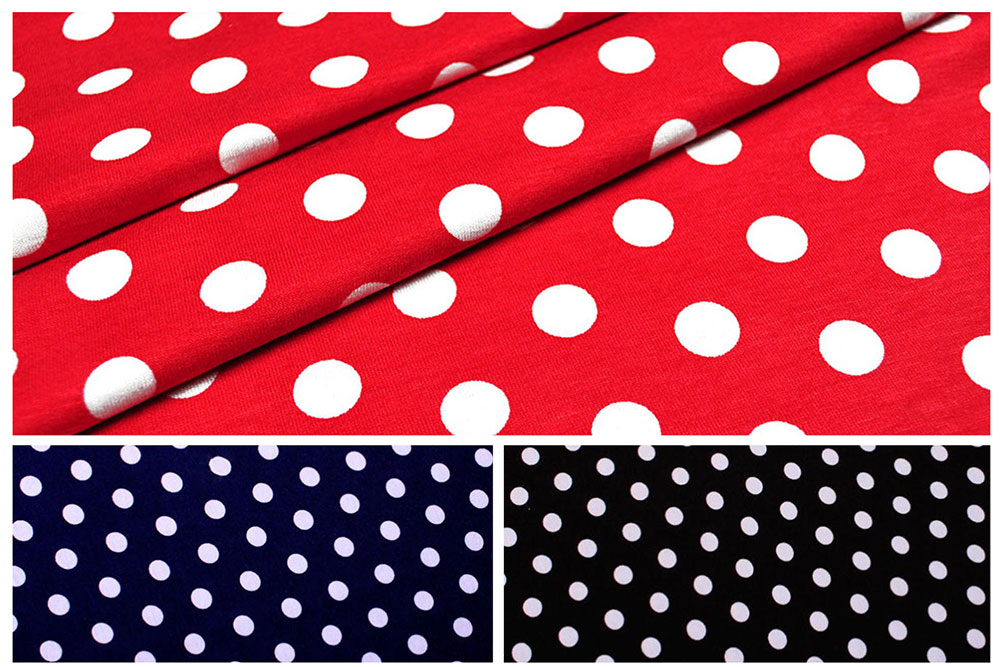 Baumwollstoff Roter Stoff Mit Schwarzen Punkten Rot Schwarzer