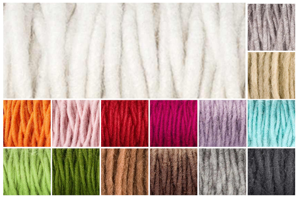 Wollkordel gefilzt - 5 mm - Jute Kern - 55 Meter Rolle 