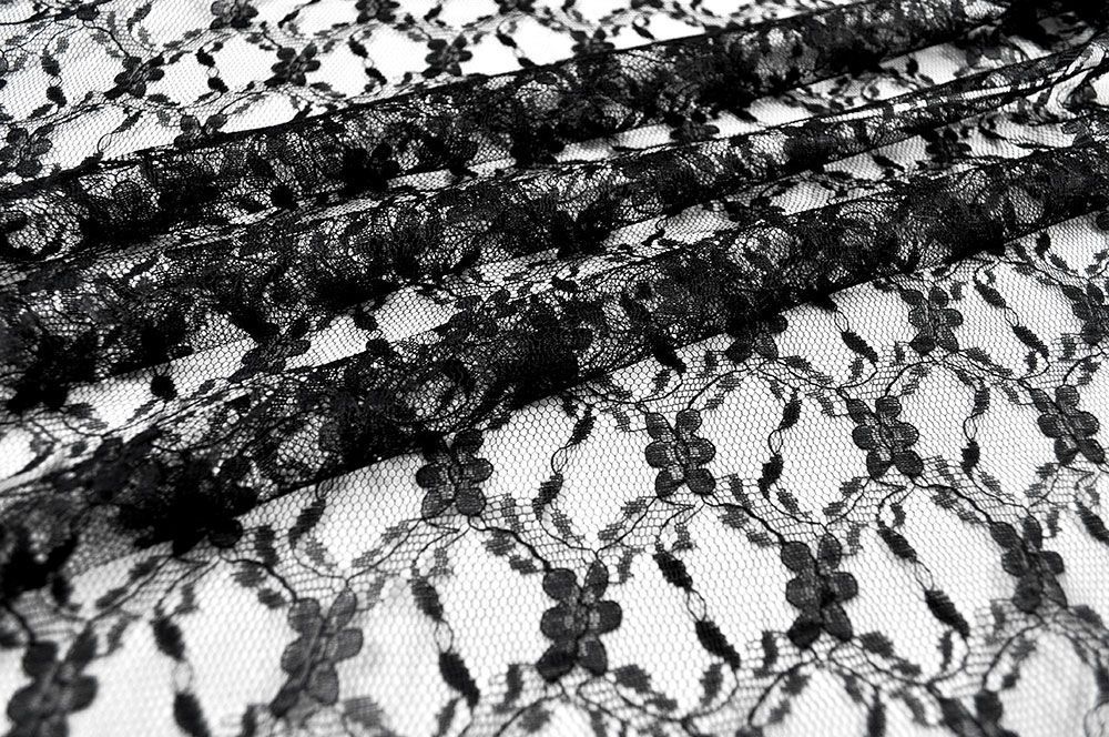 Spitzenstoff - Floral-Ornament - Schwarz 